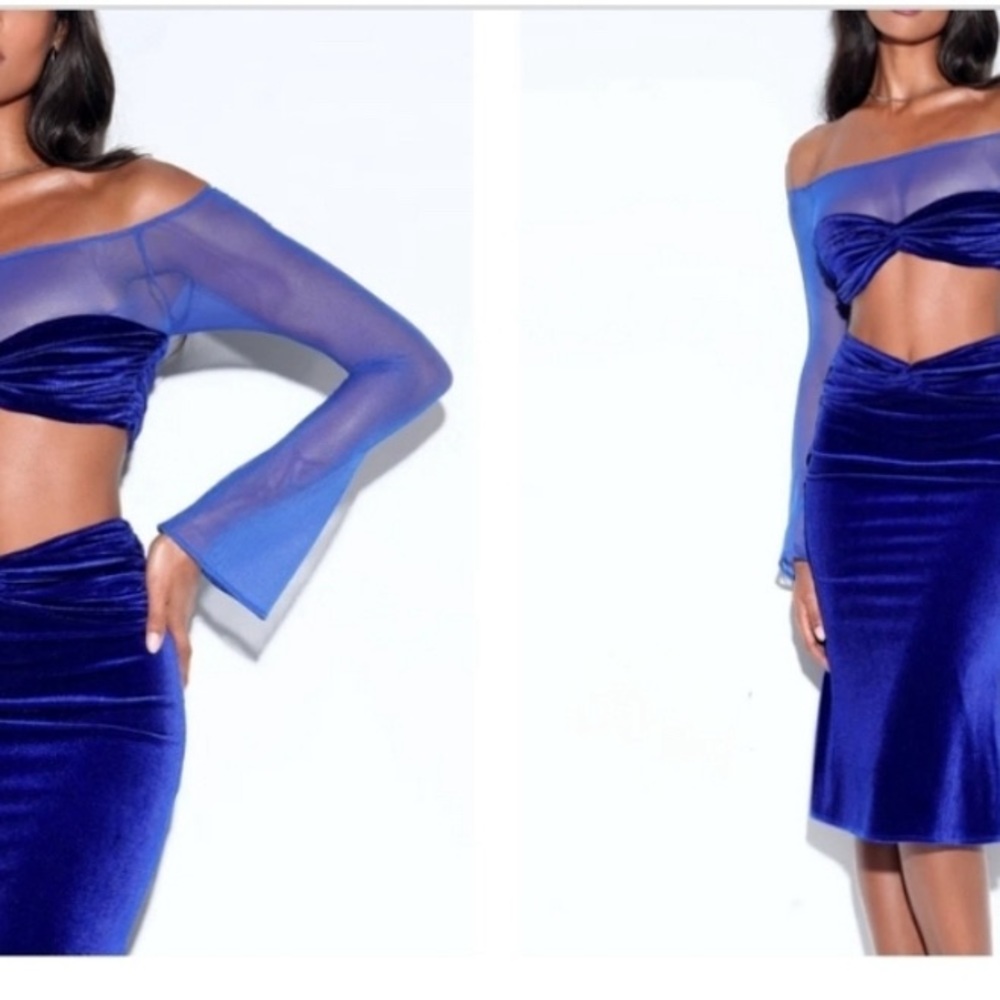 Miss Circle Blue Velvet Set